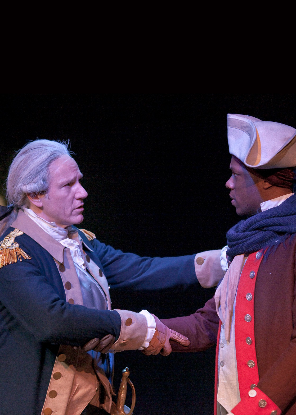 George Washington shakes the hand of another man