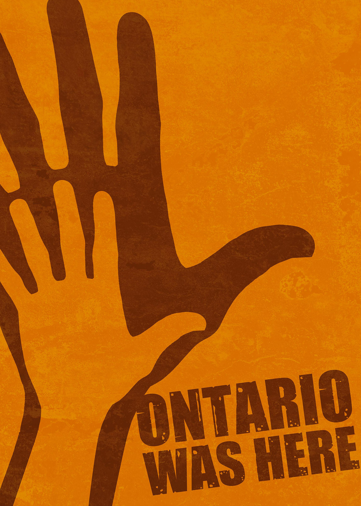 Key Art from Ontario Was Here (2013). A drawn hand at the forefront of the image creates a shadow on an orange wall.